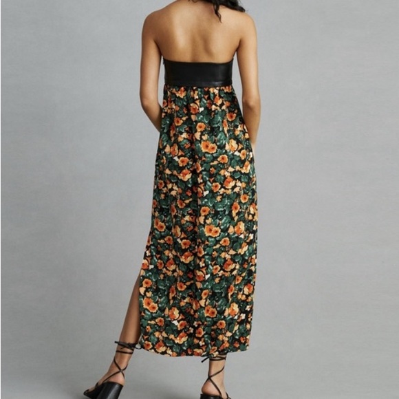 NWT Anthropologie Mare Mare Faux Leather Floral Maxi Dress XS - Picture 3 of 12